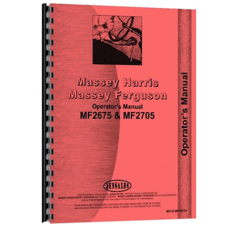 Tractor Operator Manual Fits Massey Ferguson 2675